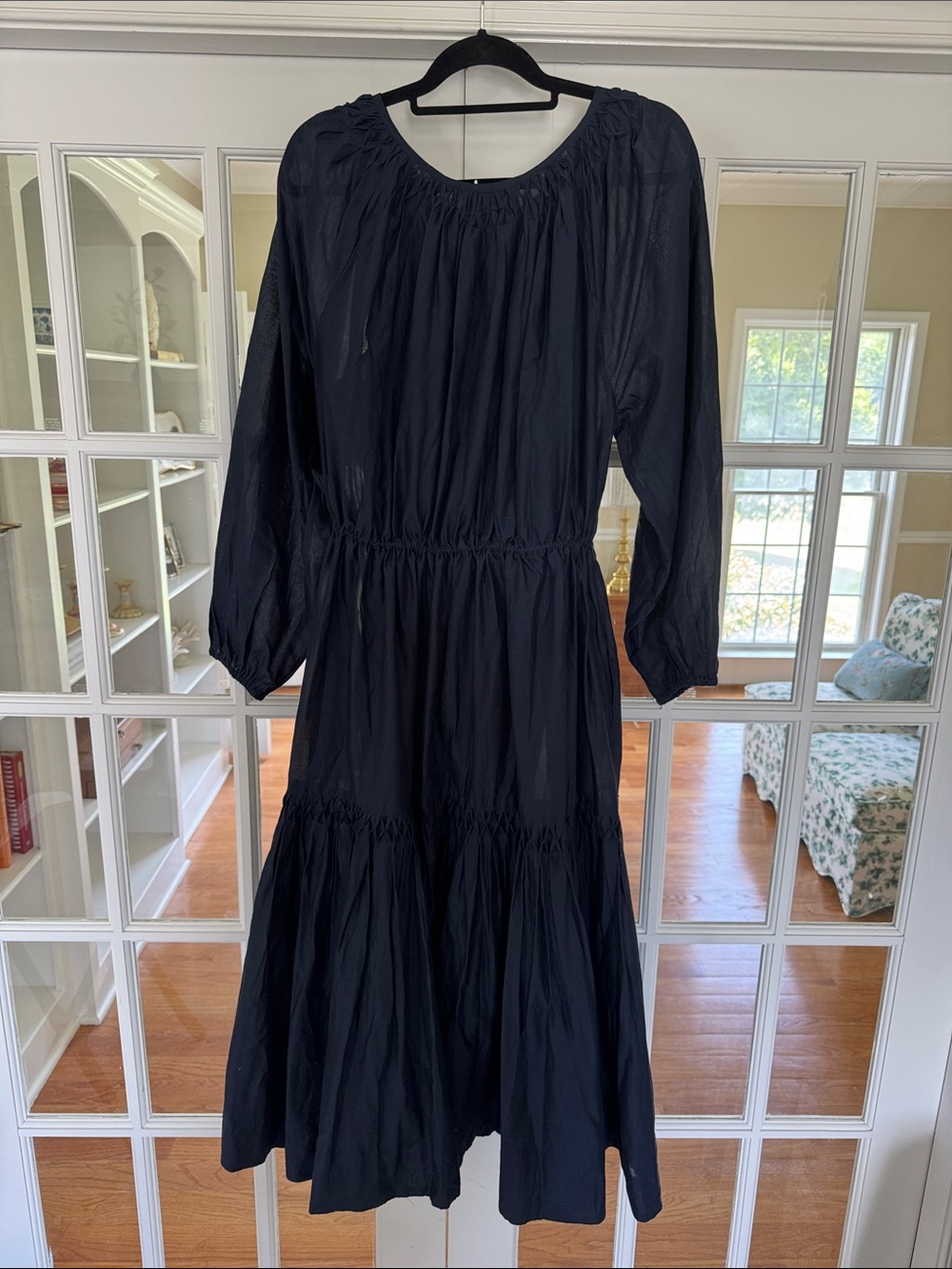 Merlette Navy Button-Front Tiered Maxi Dress - Picture 6 of 7